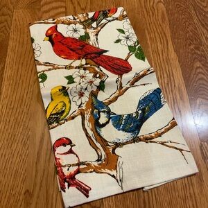 Kay Dee Kitchen Towel Birds Red Blue Yellow Linen Farmhouse 16 1/2 X 29 NOS
